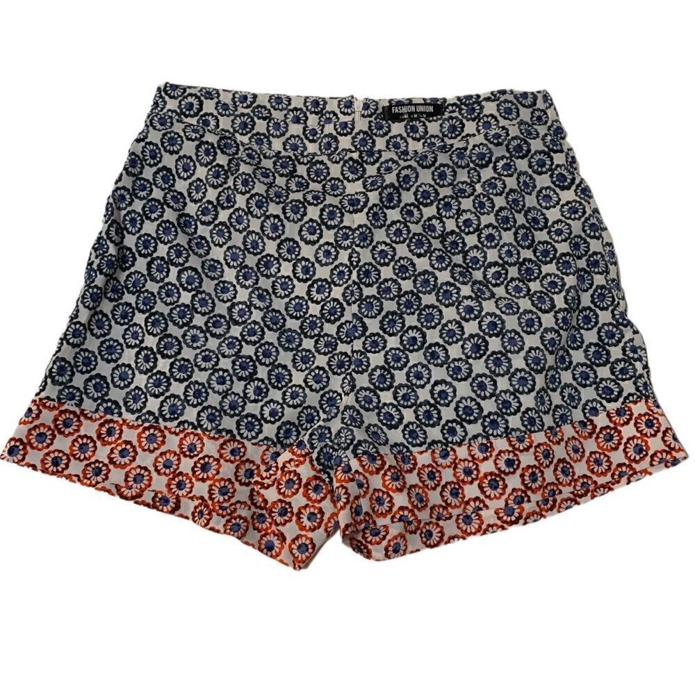 Fashion Union Navy and White Floral Shorts Sz M
